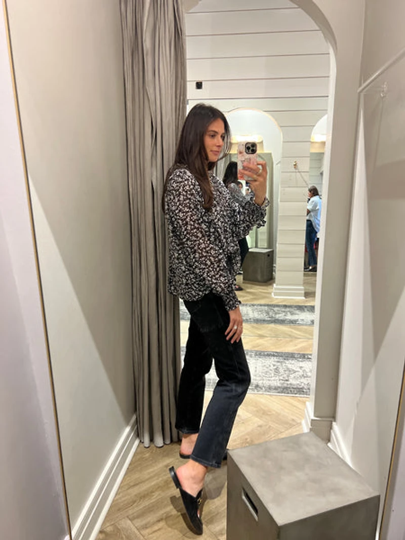sheer flower long sleeve