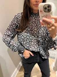 sheer flower long sleeve