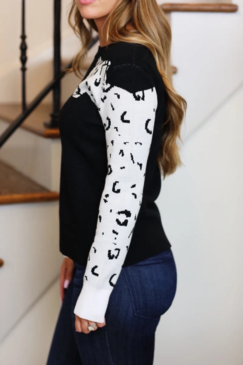 cheetah sleeve sweater