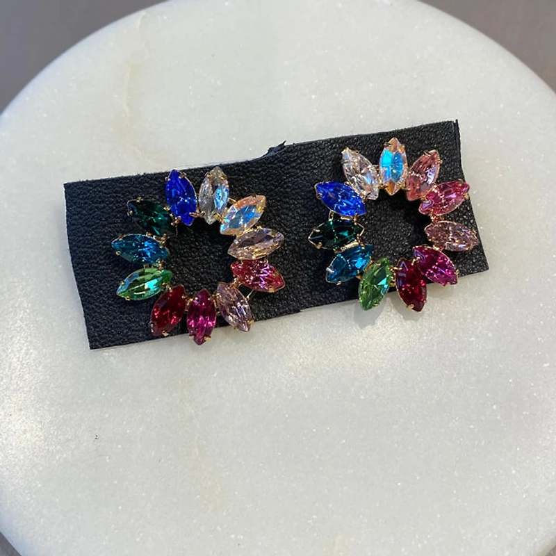 marquis circle earrings