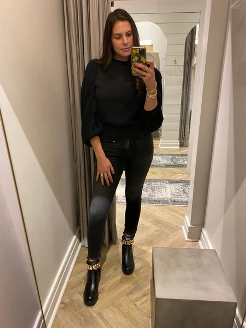 long sleeve blk puff top