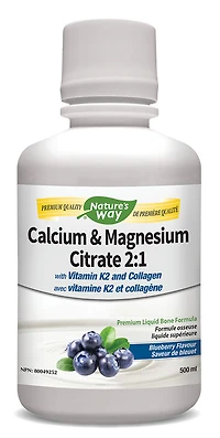NATURE'S WAY Calcium & Magnesium Citrate 2:1 (Blueberry - 500 ml)