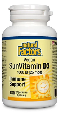 NATURAL FACTORS Vegan SunVitamin D3 (1000 IU - 180 veg caps)