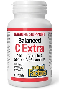 NATURAL FACTORS Balanced C Extra (500 mg C / 500 mg Bioflavonoids -  90 tabs)