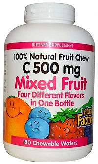 NATURAL FACTORS Vitamin C Mixed Fruit (500 mg - 180 chews)