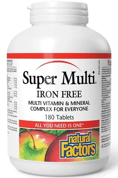 NATURAL FACTORS Super Multi Iron Free (180 tabs)