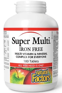 NATURAL FACTORS Super Multi Iron Free (180 tabs)