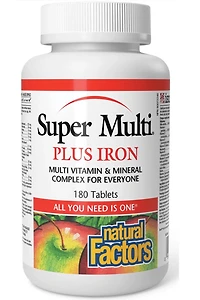 NATURAL FACTORS Super Multi Plus Iron (180 tabs)