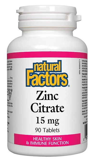 NATURAL FACTORS Zinc Citrate (15 mg - 90 caps)