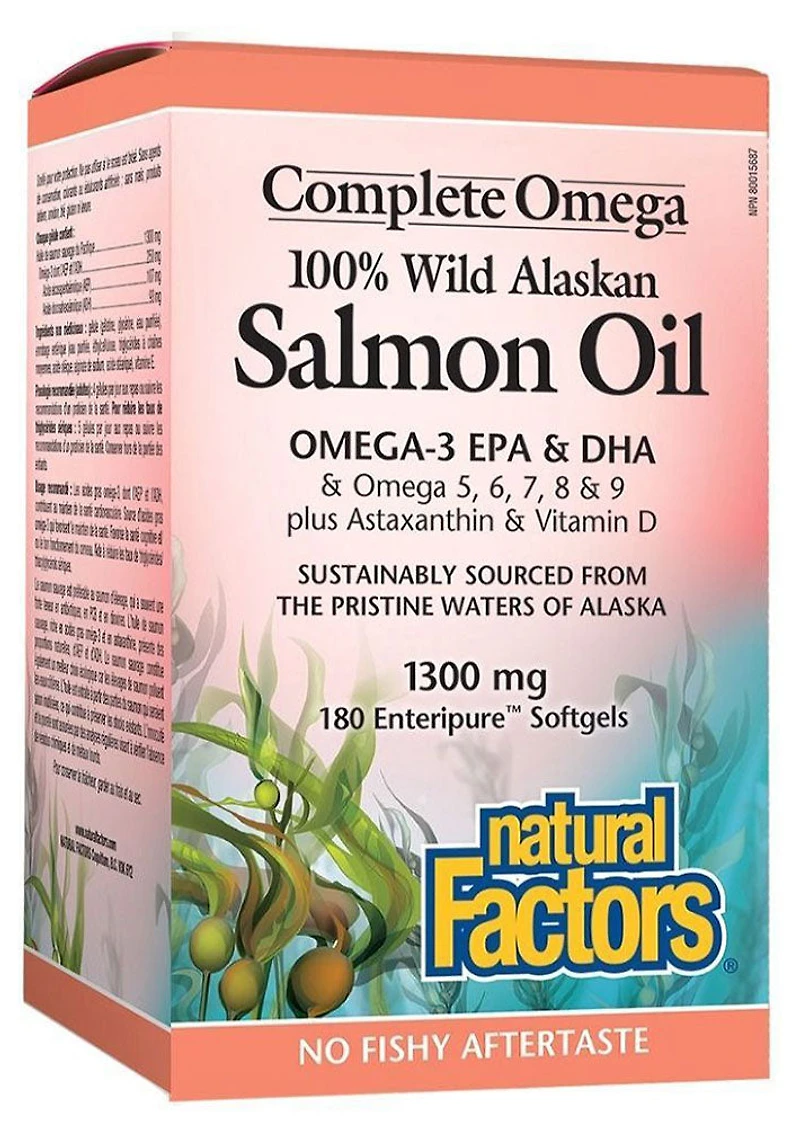 NATURAL FACTORS Wild Alaskan Salmon Oil (1300 mg - 180 sgels)