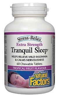 NATURAL FACTORS STRESS RELAX Tranquil Sleep Extra Strength (Tropical Fruit - 60 Chewables)