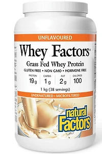 NATURAL FACTORS Grass Fed Whey Protein (Unflavoured - 38 Servings)
