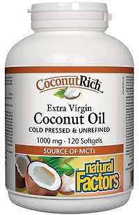 NATURAL FACTORS CoconutRich Extra Virgin Coconut Oil (1000mg - 120 sgels)