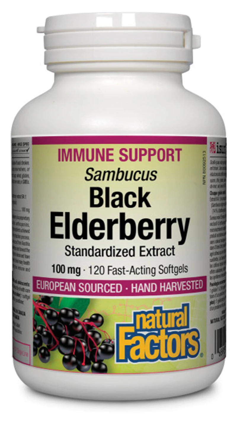 NATURAL FACTORS Black Elderberry (100 mg - 120 sgels)