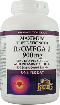 NATURAL FACTORS RxOmega 3 + D3 (900 mg - 150 sgels)