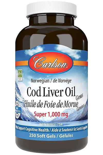 CARLSON Cod Liver Oil (1,000 mg - 250 Softgels)