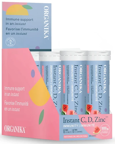 ORGANIKA Instant C, D, Zinc Immunity (Watermelon - 8 Tubes x 10 Tabs)