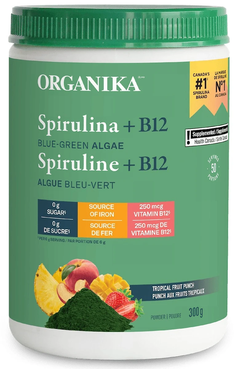 ORGANIKA Spirulina (+ B12 Tropical Fruit Punch 300 grams)