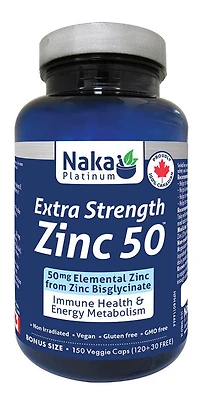 NAKA PLATINUM Extra Strength Zinc (50 mg - 150 veg caps)
