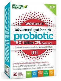 GENUINE HEALTH Advanced Gut Health Probiotic Womens UTI (50 Billion CFU - 30 caps)