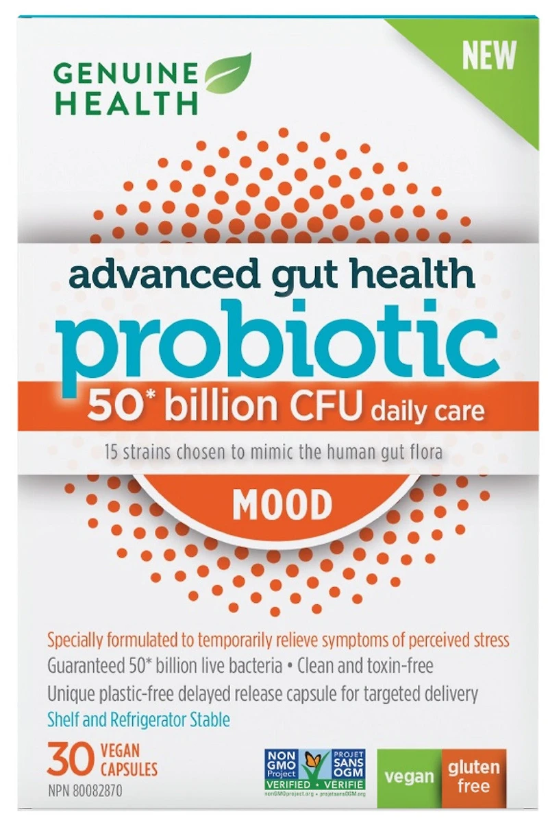 GENUINE HEALTH Advanced Gut Health Probiotic MOOD (50Billion CFU - 30 Capsules)