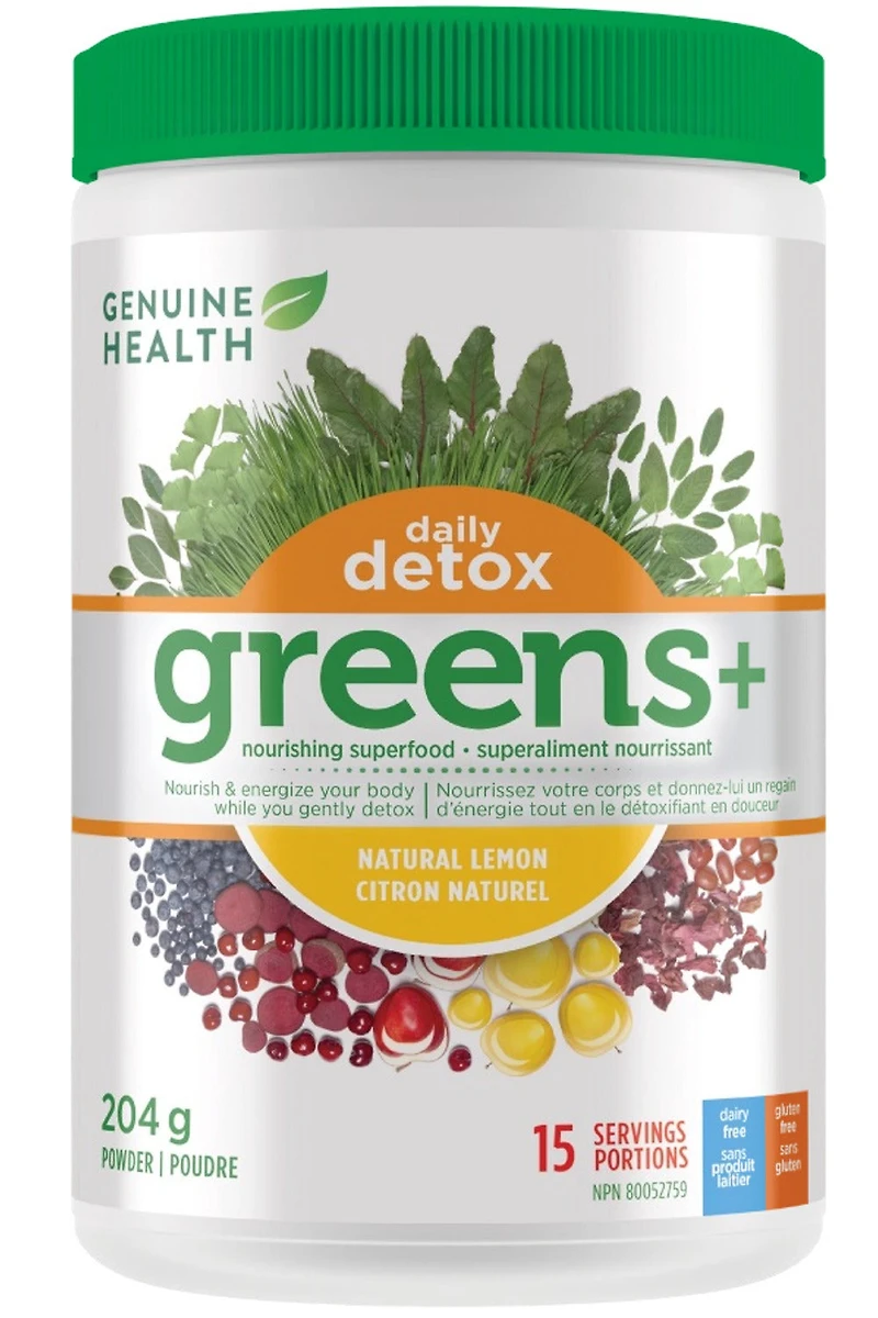 GENUINE HEALTH Greens+ Daily Detox (Natural Lemon - 204 g)