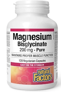 NATURAL FACTORS Magnesium Bisglycinate Pure (200 mg - 120 vcaps)