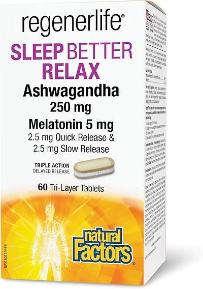 NATURAL FACTORS - Regenerlife Sleep Better Relax (60 tri-layer tablets)