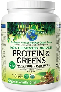 WHOLE EARTH & SEA  Fermented Organic Protein & Greens (Vanilla Chai - 656 g)