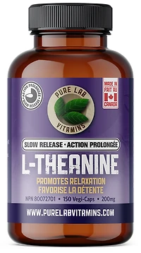 PURE LAB VITAMINS L-Theanine Slow Release (200 mg - 150 veg caps)