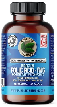 PURE LAB VITAMINS Bioactive Folic Acid Slow Release (60 veg caps)