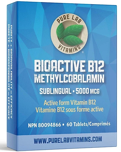 PURE LAB VITAMINS Bioactive B12 Methylcobalamin (5000 mcg - 60 tabs)