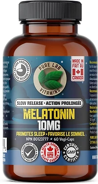 PURE LAB VITAMINS Melatonin Slow Release (10 mg - 60 veg caps)