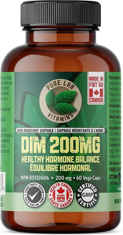 PURE LAB VITAMINS DIM (200 mg	 - 60 veg caps)
