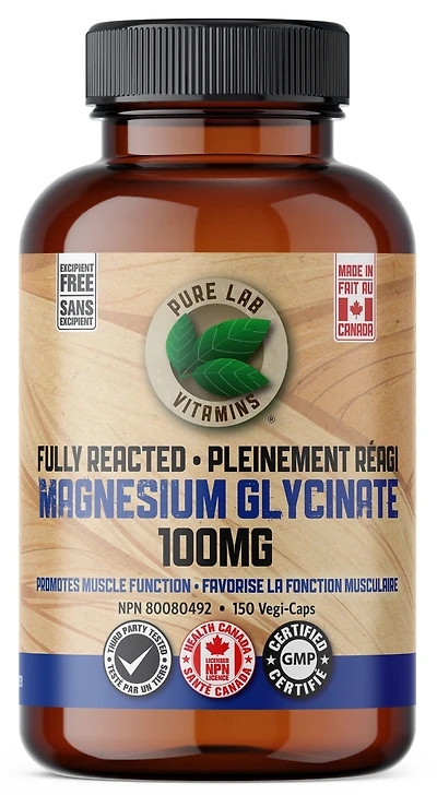 PURE LAB VITAMINS Magnesium Glycinate Fully Reacted 100 mg Excipient Free