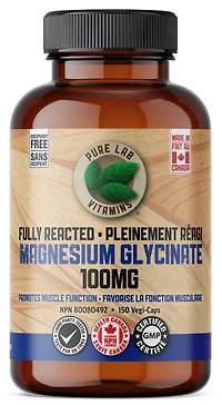 PURE LAB VITAMINS Magnesium Glycinate Fully Reacted 100 mg Excipient Free