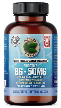 PURE LAB Bioactive B6  50 mg (Slow Release - 60 veg caps)