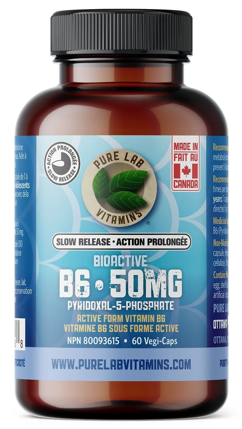 PURE LAB VITAMINS Bioactive B6 (P-5-P) Slow Release (60 veg caps)