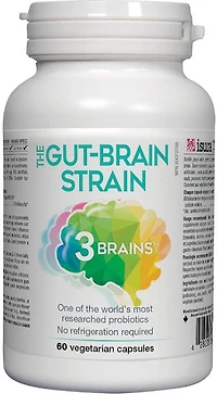 3 BRAINS Gut Brain Probiotic (Shelf Stable - 60 veg caps) SAVE - Short Dated (01-2026)