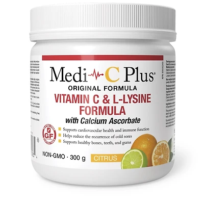 Medi-C Plus Vitamin C & L-Lysine with Calcium Ascorbate (Citrus - 300 g)