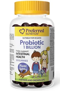 PREFERRED NUTRITION Probiotic Gummies For Kids (1 Billion - Mixed Berry - 50 gummies)