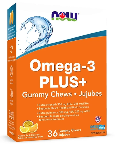 NOW Omega 3 PLUS Gummy Chews (Citrus Fruit Flavour - 36 pk)