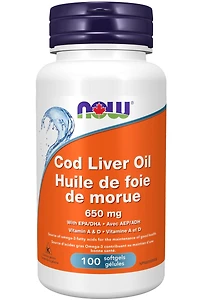 NOW Cod Liver Oil with EPA/DHA (650 mg - 100 softgels)