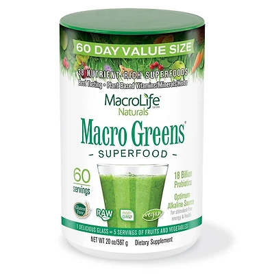MACROLIFE NATURALS Macro Greens Canister (60 Servings)