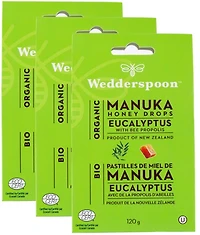 WEDDERSPOON Organic Manuka Honey Drops (Eucalyptus - 120 Gr) 3 Pack