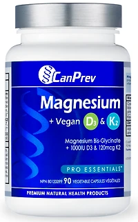 CANPREV Magnesium + Vegan D3 & K2 (90 veg caps)