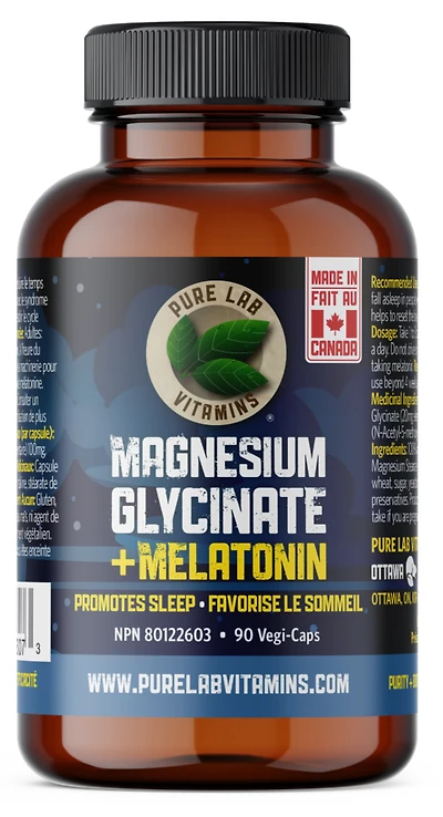 PURE LAB VITAMINS Magnesium Glycinate + Melatonin (90 veg caps