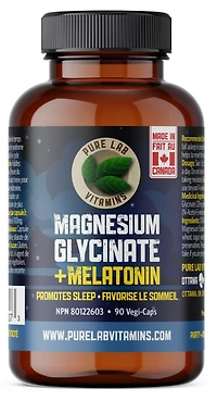 PURE LAB VITAMINS Magnesium Glycinate + Melatonin (90 veg caps