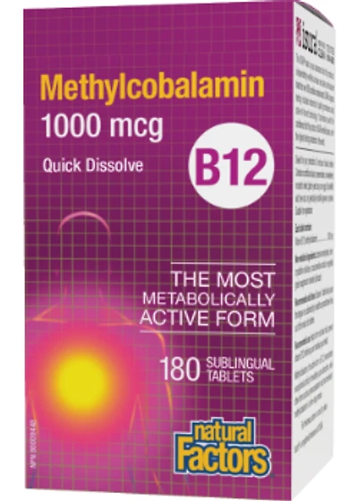 NATURAL FACTORS B12 Methylcobalamin 1000 mcg  Quick Dissolve 180 tabs)