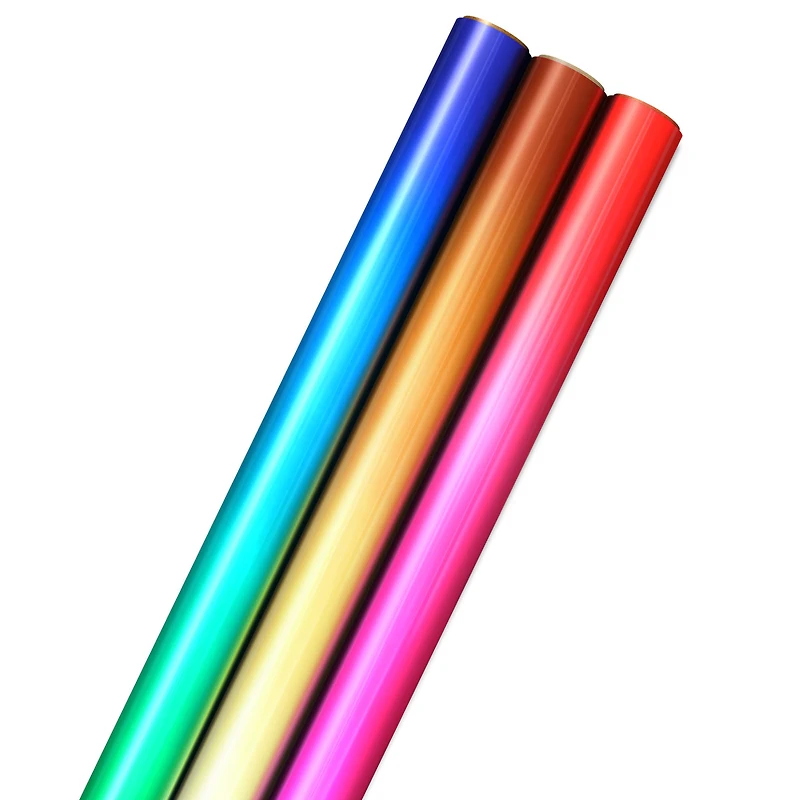 Hallmark Ombre Foil Wrapping Paper with Cut Lines on Reverse (3 Rolls: